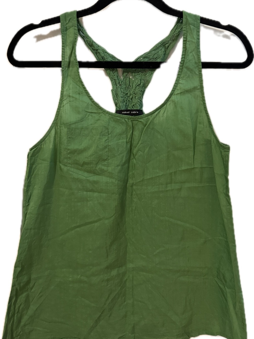 Naked Zebra Olive Green Racerback Pocket Tank